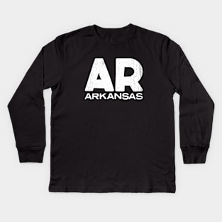 AR Arkansas State Vintage Typography Kids Long Sleeve T-Shirt